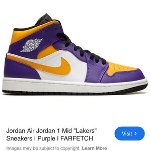 Jordan Air 1 Mid Lakers 13m